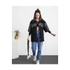 Luz&Pos Kadın Complex Kolej Oversize T-shirt - Siyah