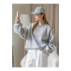 Luz&Pos Kadın Düz Bisiklet Yaka Sweat - Gri