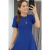 Kadın Kısa Kollu Bisiklet Yaka Maksi Boy Ithal Krep Elbise