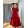 Kadın Kısa Kollu Bisiklet Yaka Maksi Boy Ithal Krep Elbise