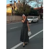 Kadın Kısa Kollu Bisiklet Yaka Puantiyeli Maksi örme Krep Elbise