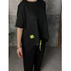Kadın Kısa Kollu Bisiklet Yaka Viskon Iki Iplik Bluz Ve Pantolon Ikili Takım