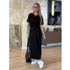 Kadın Kısa Kollu Bisiklet Yaka Yandan Bağlamalı Viskon Iki Iplik Elbise