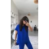 Kadın Kısa Kollu Bluz Ve Bileği Pens Detay Pantolon Ikili Takım