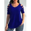 Kadın Kısa Kollu Kollar şerit Detay V Yaka Viskon Bluz