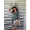Kadın Kısa Kollu V Yakalı çiçek Baskılı Midi Süprem Elbise