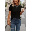 Kadın Kısa Kollu Yaka Detay Triko Bluz