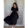 Kadın Kısa Kollu Yakası Açık Katlı Bürümcük Balon Elbise