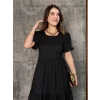 Kadın Kısa Kollu Yakası Açık Katlı Bürümcük Balon Elbise