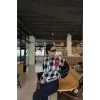 Luz&Pos Kadın Pötikare Desen Harf Nakışlı Kolej Ceket - Siyah