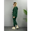 Kadın Uzun Kol V Yaka Kapüşon Detay Sweat Ve Yüksel Bel Eşofman Ikili Takım