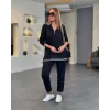 Kadın Uzun Kollu Ribana Ve Fermuar Detay Bluz Ve Yüksel Bel Pantolon 2li Takım