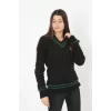 Luz&Pos Kadın V Yaka Örgülü Kazak - Siyah