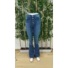 Kadın Yüksek Bel önden Düğmeli Cep Detay Ispanyol Paça Denim Pantolon