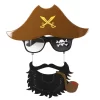 Kahve Renk Şapkalı Siyah Sakallı Lu Jack Sparrow Denizci Korsan Gözlüğü 24x25 Cm