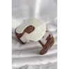 Kahverengi Mermer Desen Akrilik Plastik Gümüş Plaka Model Vintage Kadın Bilezik