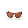 Kahverengi Şeffaf Çerçeveli Unisex Güneş Gözlüğü - Moda Gözlük
