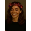 Kalp Püsküllü 3 Modlu LED Işıklı Taç Kırmızı Renk