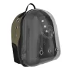 Kalpli Patili Astronot Şeffaf Taşıma Sırt Çantası Haki 24x32x42 cm