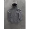 Kapşonlu Üç İplik Penye Basic SweatShirt - Boyalı Gri
