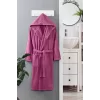 Kapüşonlu Unisex Banyo Bornozu &#37;100 Soft Pamuklu Mürdüm