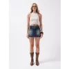Kemer Detay Denim Mini Etek