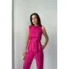 KETEN BLUZ - PANTOLON TAKIM MASSİMO MODEL  SCREAT KUMAŞ - Fuşya