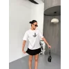 Kısa Kol Baskılı T-shirt - Beyaz