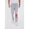 Kışlık Üç İplik Baskılı Eşofman Pantolon - Gri