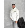 Luz&Pos Kışlık Üç İplik Kapüşonlu Sweatshirt - Beyaz