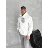 Luz&Pos Kışlık Üç İplik Kapüşonlu Sweatshirt - Beyaz