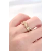 Kıvrım Model Gold Renk Zirkon Taşlı Ayarlanabilir Yüzük