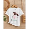 Luz&Pos Kız Çocuk Bisiklet Yaka Baskılı T-shirt - Beyaz