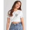 Luz&Pos Kız Çocuk Bisiklet Yaka Baskılı T-shirt - Beyaz