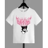 Luz&Pos Kız Çocuk Bisiklet Yaka Baskılı T-shirt - Beyaz