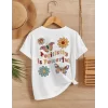 Luz&Pos Kız Çocuk Bisiklet Yaka Baskılı T-shirt - Beyaz