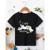Luz&Pos Kız Çocuk Bisiklet Yaka Baskılı T-shirt - Siyah