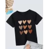 Luz&Pos Kız Çocuk Bisiklet Yaka Baskılı T-shirt - Beyaz