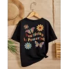 Luz&Pos Kız Çocuk Bisiklet Yaka Baskılı T-shirt - Siyah