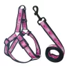 Köpek Göğüs Tasma Seti Reflektörlü Taç Desenli 120 cm-50 cm-70 cm Pembe