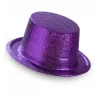 Koyu Mor Renk Violet Parıltılı Simli Fötr Silindir Parti Şapkası