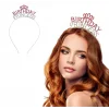 Kristal Taşlı Birthday Princess Yazılı Parti Tacı Pembe Renk