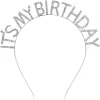 Kristal Taşlı Gümüş Renk İt39s My Birthday Yazılı Doğum Günü Parti Tacı 14x16 Cm