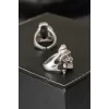 Kuru Kafa Tasarımlı Eskitme Gümüş Renkli Ayarlamalı Model Erkek Yüzük