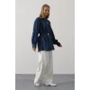 Kuşak Detaylı Tunik Gömlek - İndigo