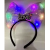 Led Işıklı Gümüş Love Yazılı Lila Fiyonk Taç