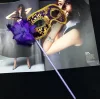 Lüks Taşlı Saplı Maskeli Balo Maskesi Mor Renk 35 Cm