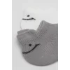 Luz&Pos 2li Sneakers Smile Penye Çorap Bs20106 Gri Ekru
