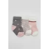 Luz&Pos 3lü Penye Kız Soket Çorap Bs10112 Gri