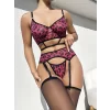 Luz&Pos Arias Closet Bustiyerli Desenli Fantezi Jartiyer Takım